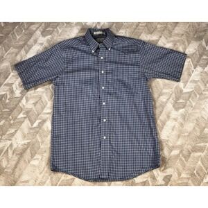 LL Bean Dress Shirt Mens Small Regular‎ Wrinkle Resistant Check plaid O NX47